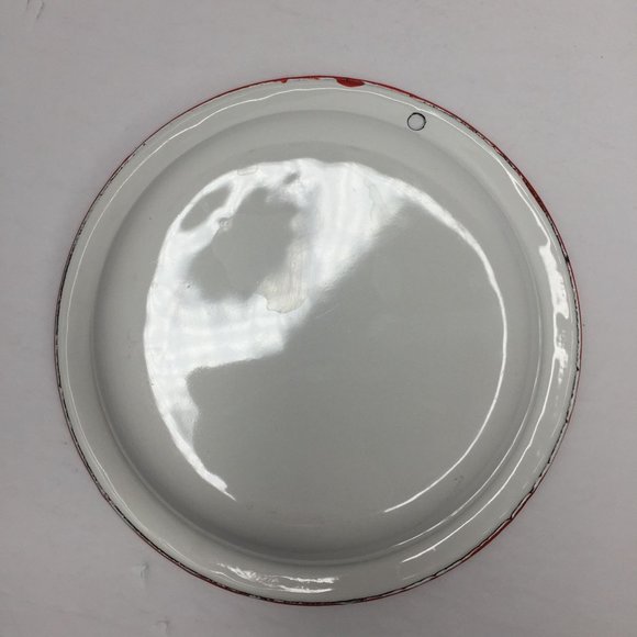 Vintage Set of 3 White Enamelware Bowls Red Kitchen Home Decor Decoration - Picture 4 of 16